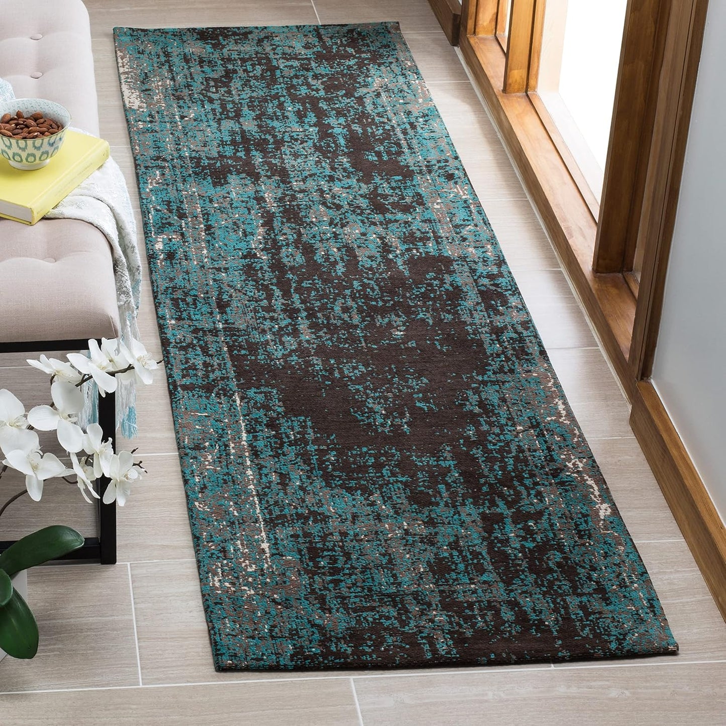 Alfombra pasillo 2'3"x8' diseño envejecido sala de estar