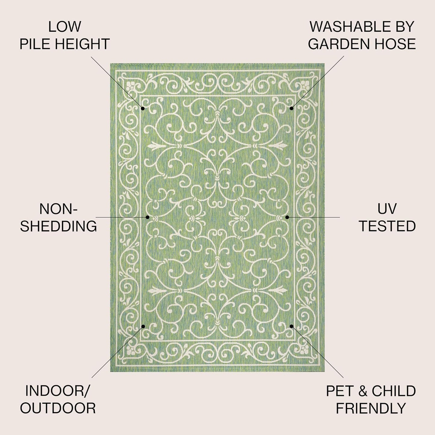 Alfombra redonda vintage filigrana 5ft para patio exterior