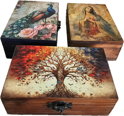 Caja joyería madera diseño árbol vida 16,5cm