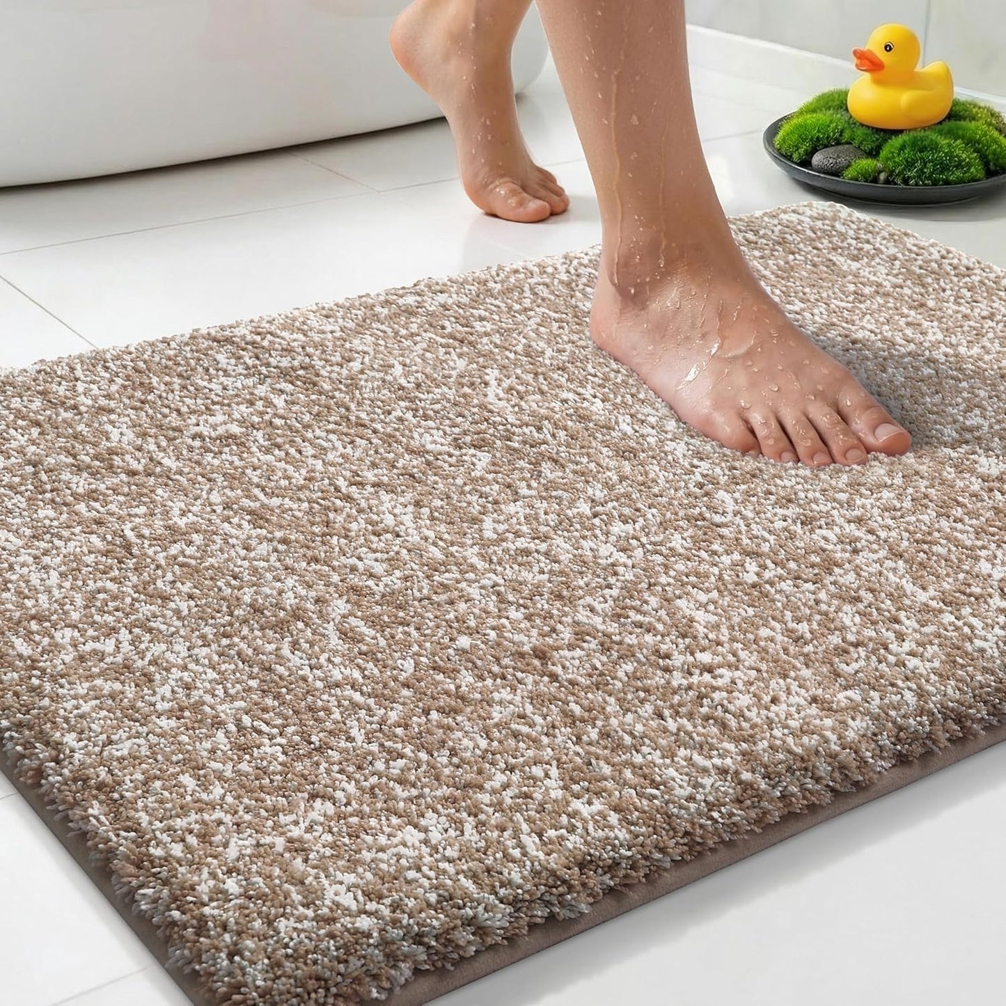 Alfombra baño microfibra antiderrap doble tono 24x17