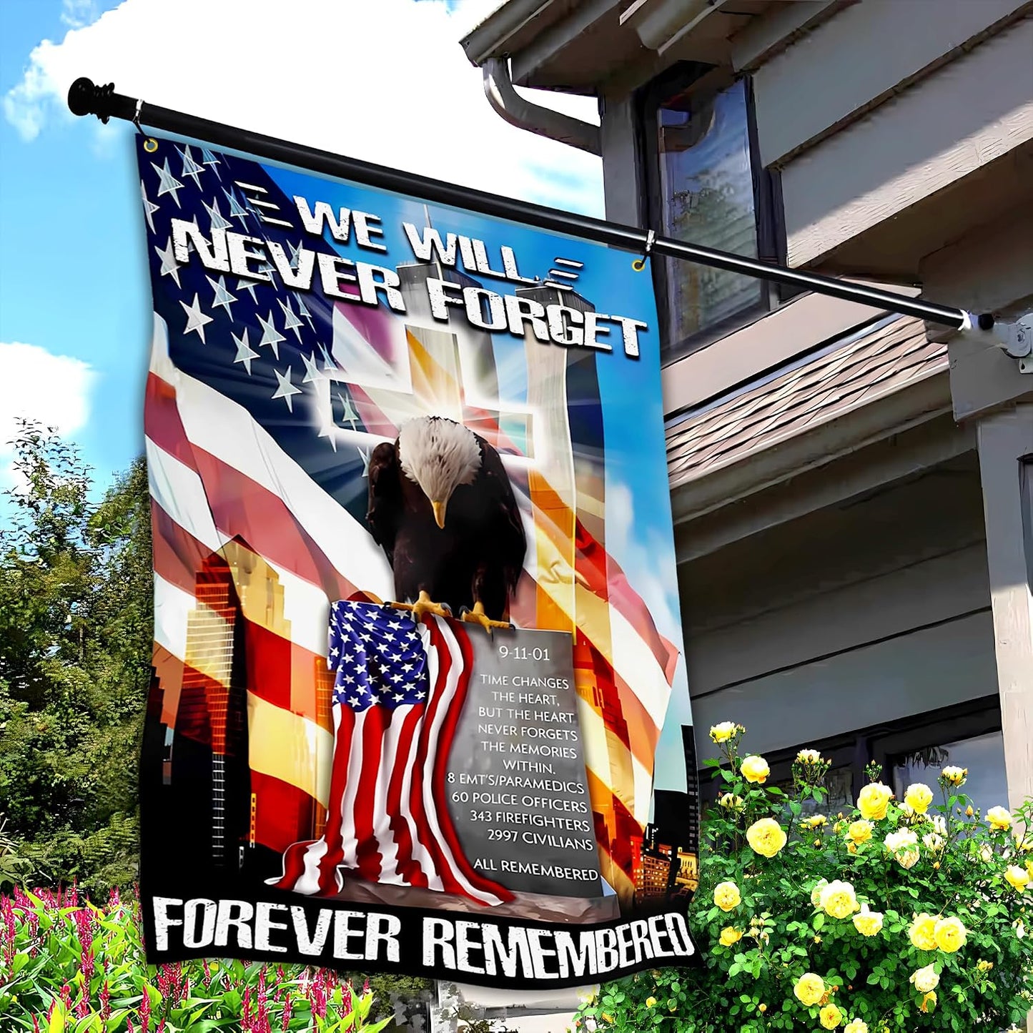 Bandera 911 Never Forget 3x5ft para exteriores e interiores