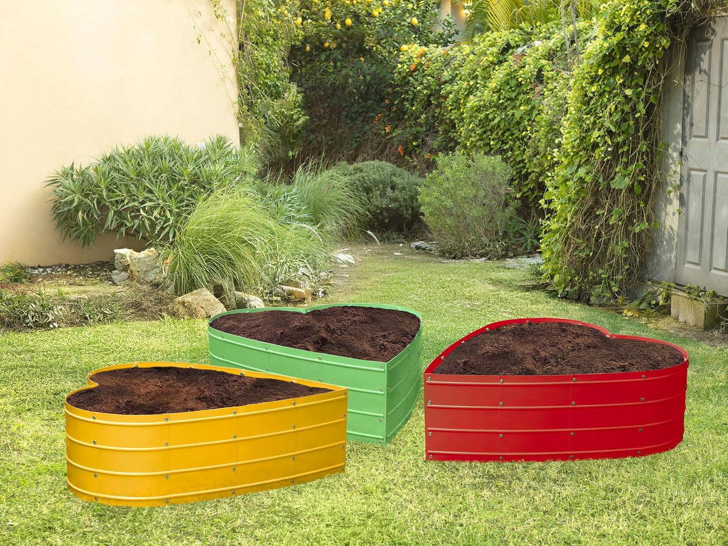 Camas jardín elevadas galvanizadas sin herramientas amarillo