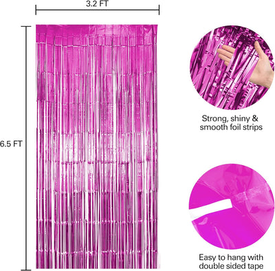 10 Cortinas Flecos Rosa Oropel Decoración Fiesta