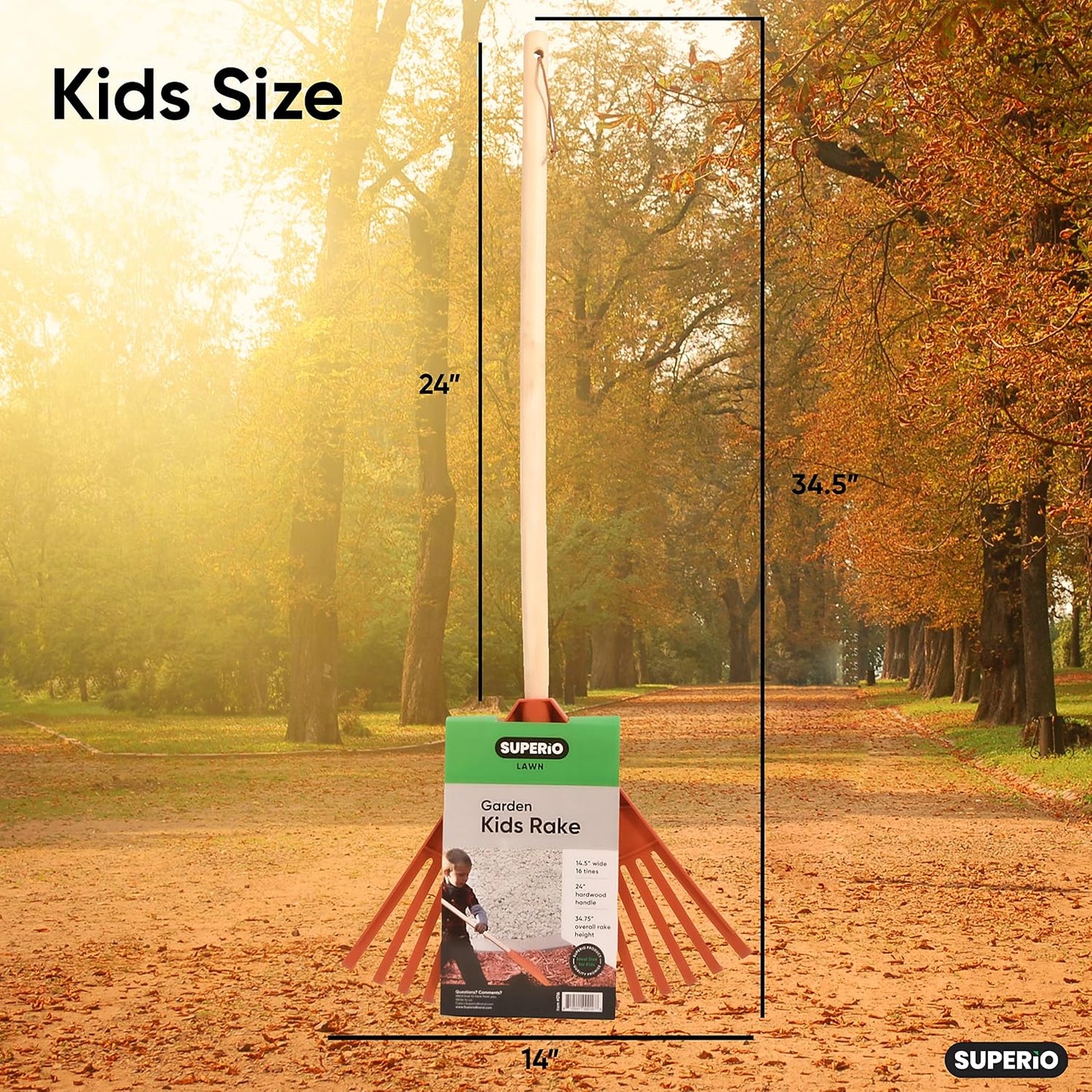 2 Rastrillos Niños Mango Madera Cabeza Plástico 34pulg Naranja