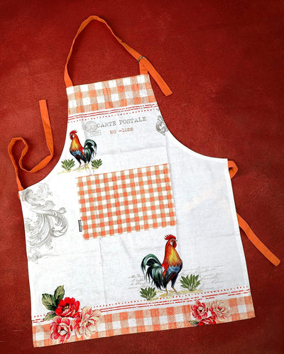 Delantal algodón mujer con bolsillo ajustable 27.5x33pulg gallo