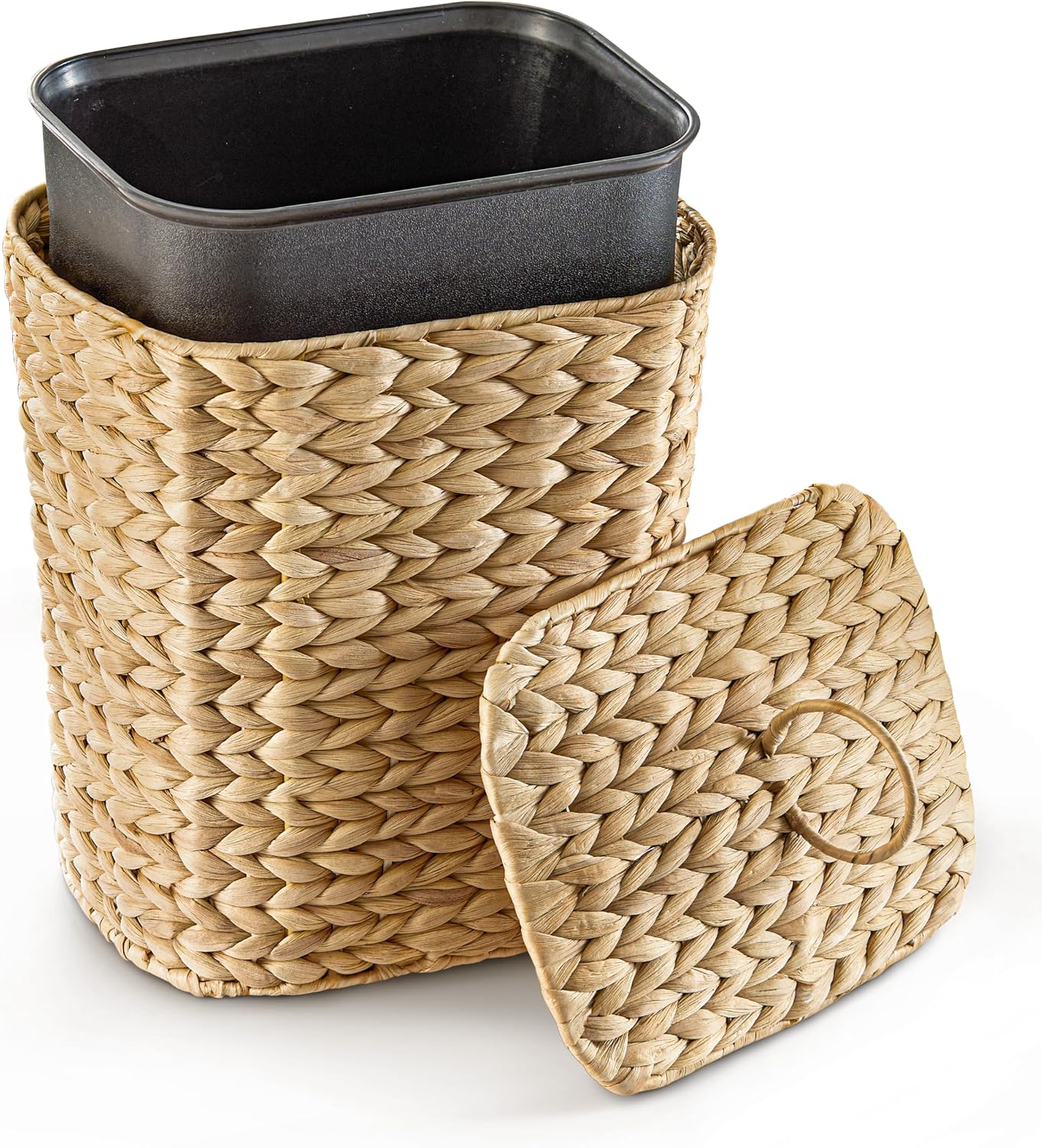 Papelera mimbre 2.6gal con tapa plástico remov.