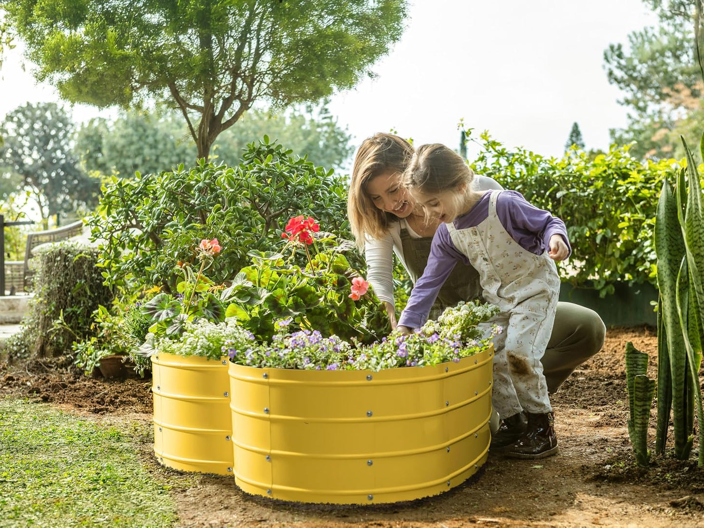 Camas jardín elevadas galvanizadas sin herramientas amarillo