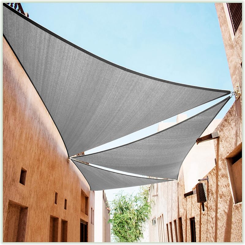 Toldo triangular gris 32x32x32 ft tela malla UV UPF50