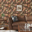 Papel tapiz floral vintage marrón autoadhesivo 17.7x354"