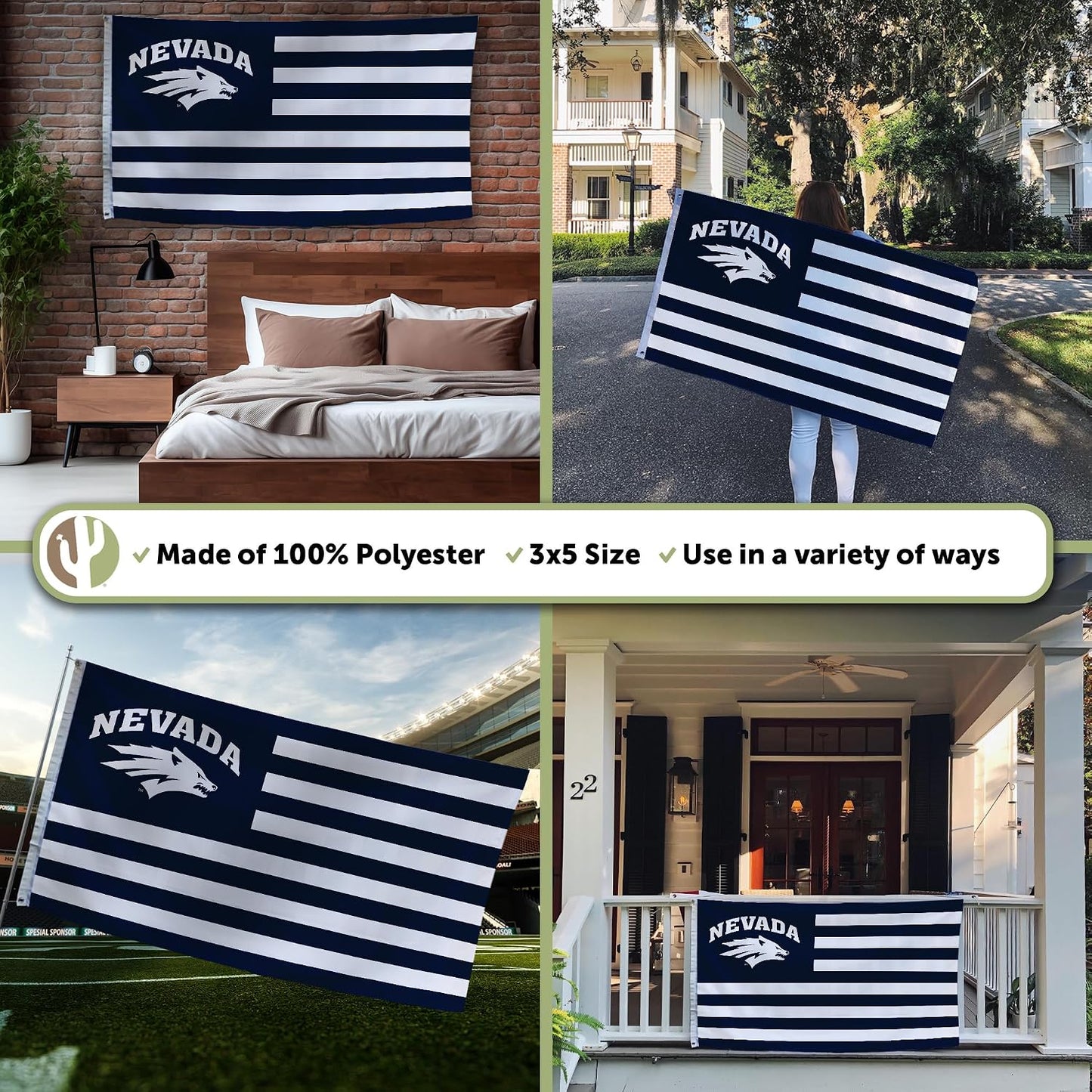 Bandera Universidad Nevada Reno 3x5ft poliéster
