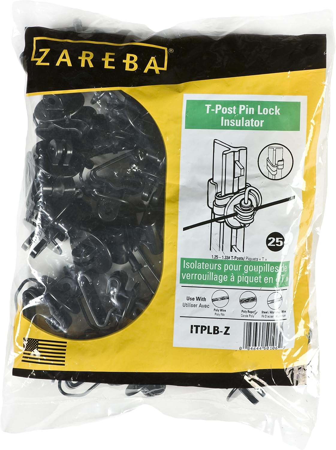 Aislador T-Post Pin-lock 25 Uds Negro