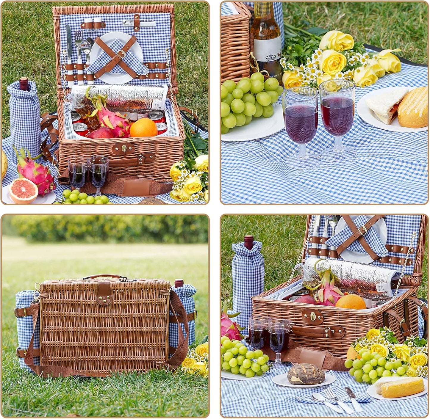 Cesta picnic con manta impermeable y compartimento aislado