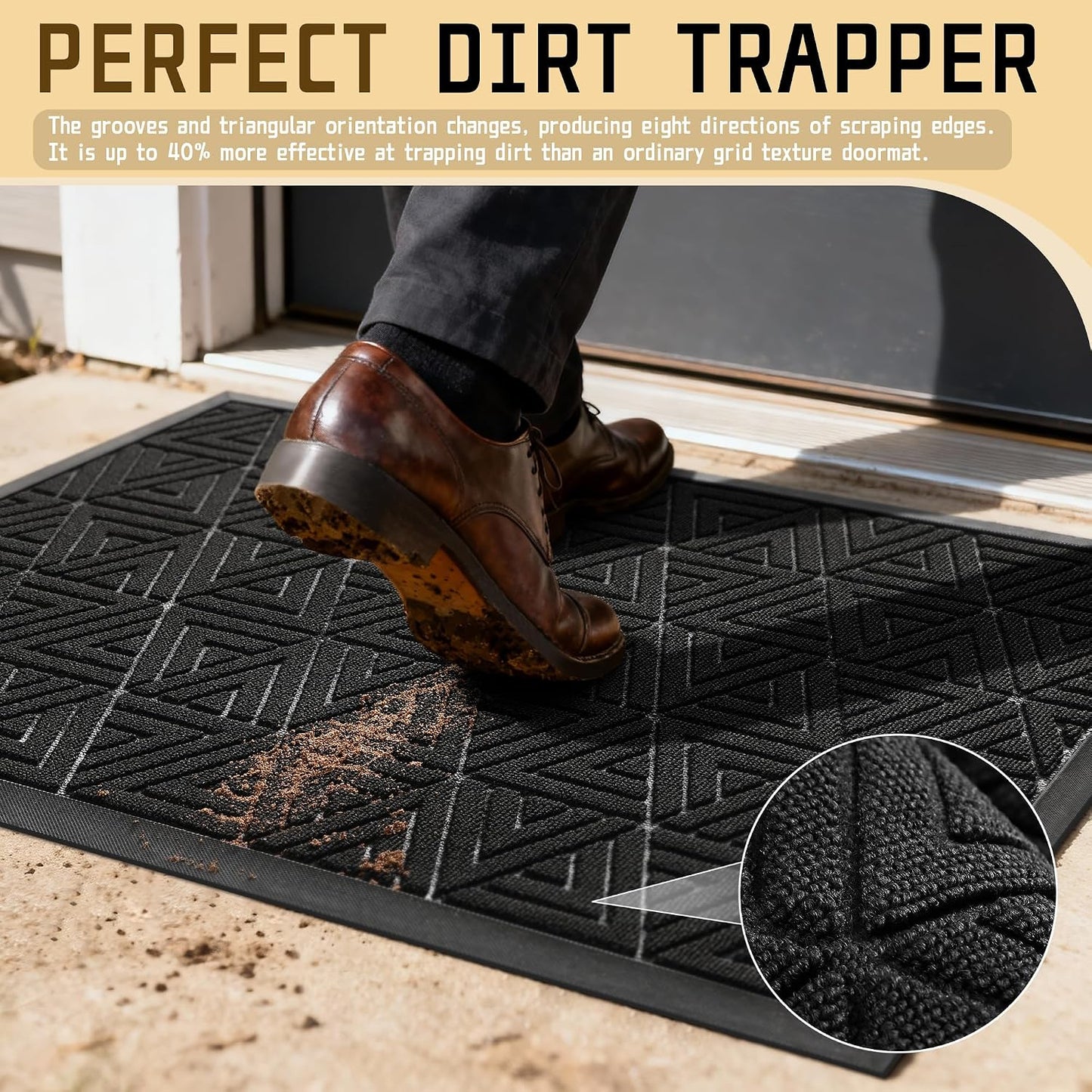 Alfombra puerta 36x24pulg antiderrap impermeable negro