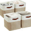 4 Cestas Almacenamiento 11x11" Beige y Blanco