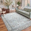 Alfombra sala dormitorio estilo boho azul claro antiderrap