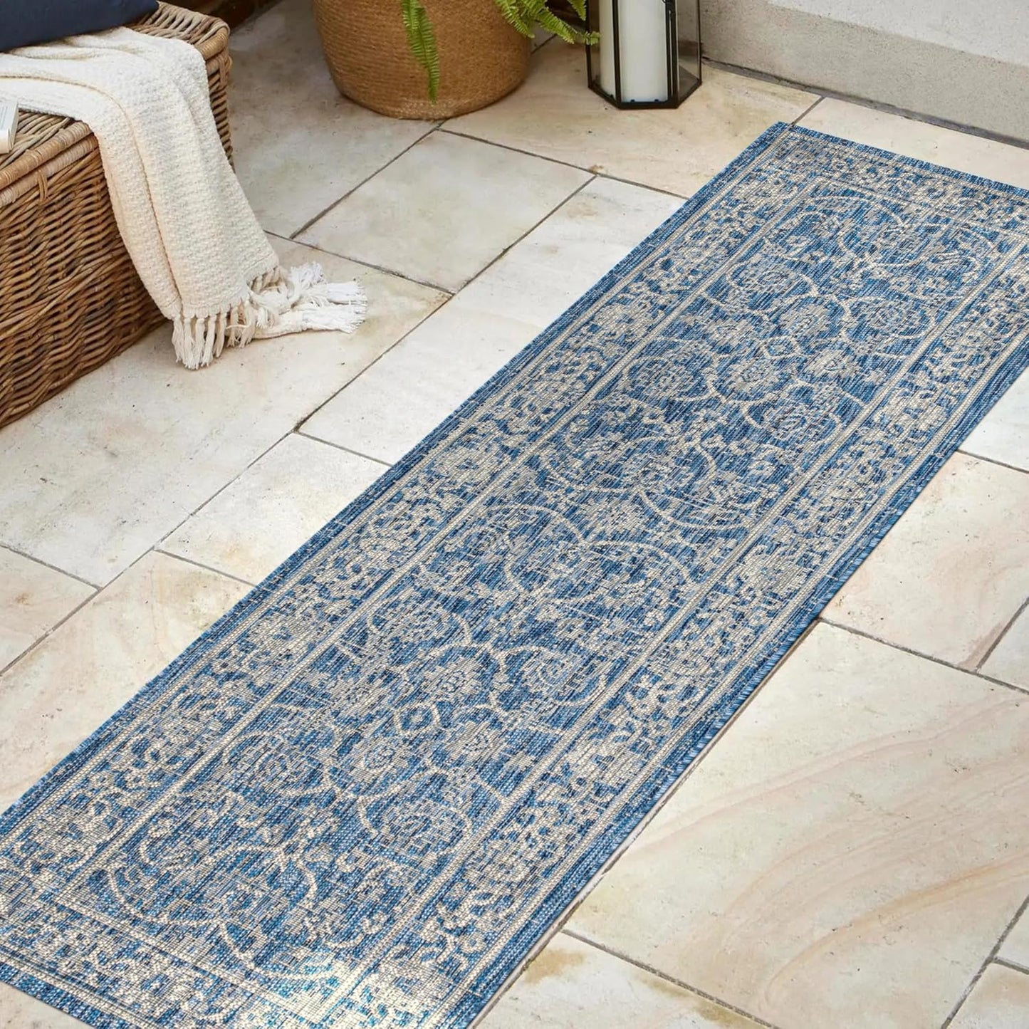 Alfombra pasillo 2x8ft texturizado Palazzo color azul marino