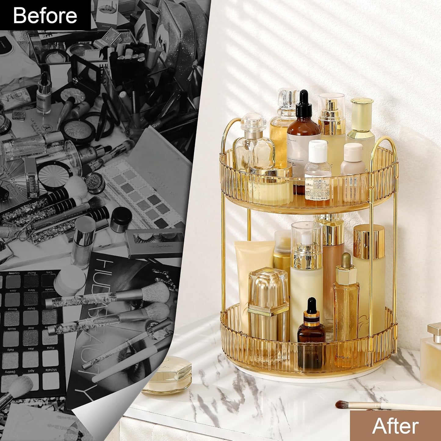 Organiz. giratorio maquillaje tocador estante baño