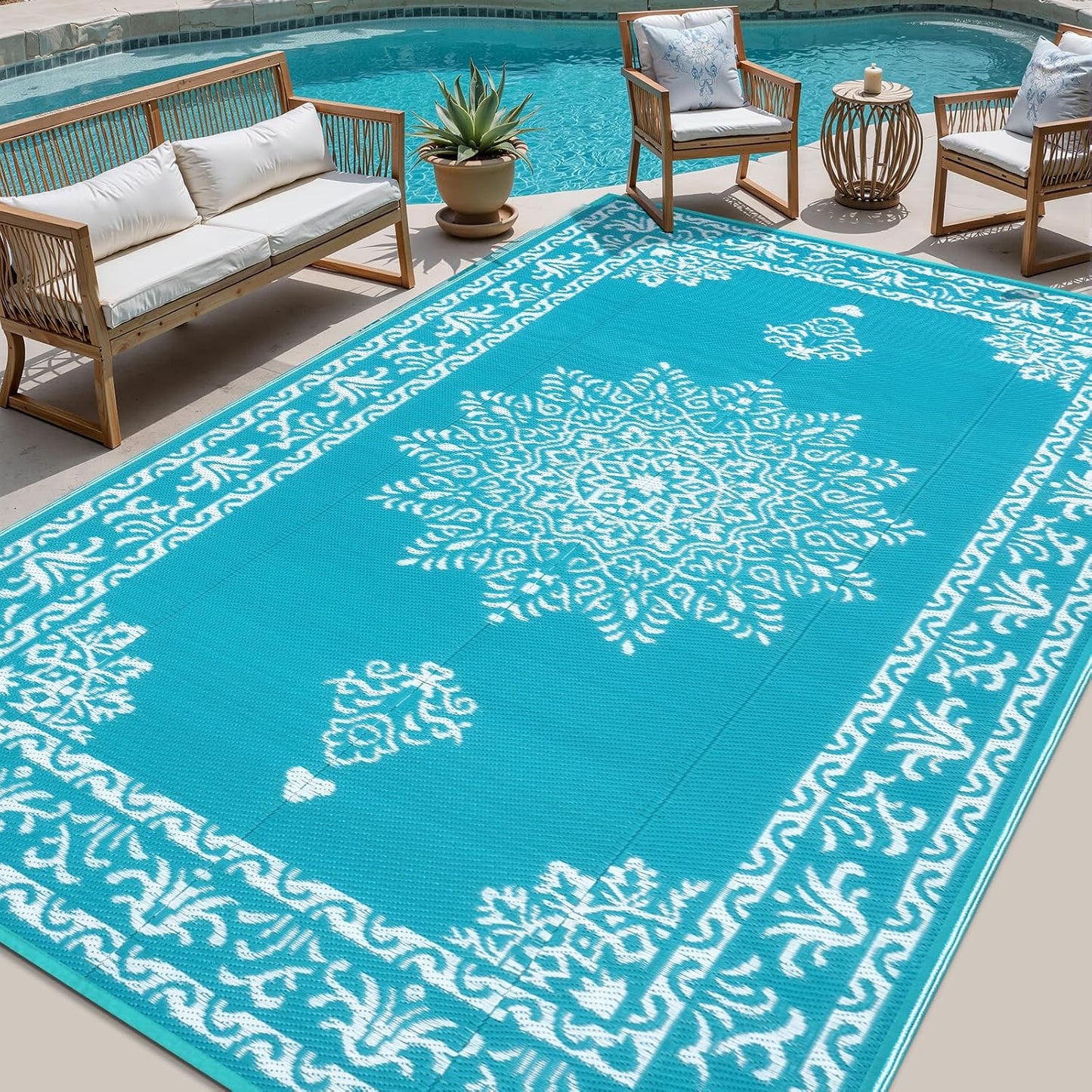 Alfombra patio 8x10ft plástico impermeable UV resistente