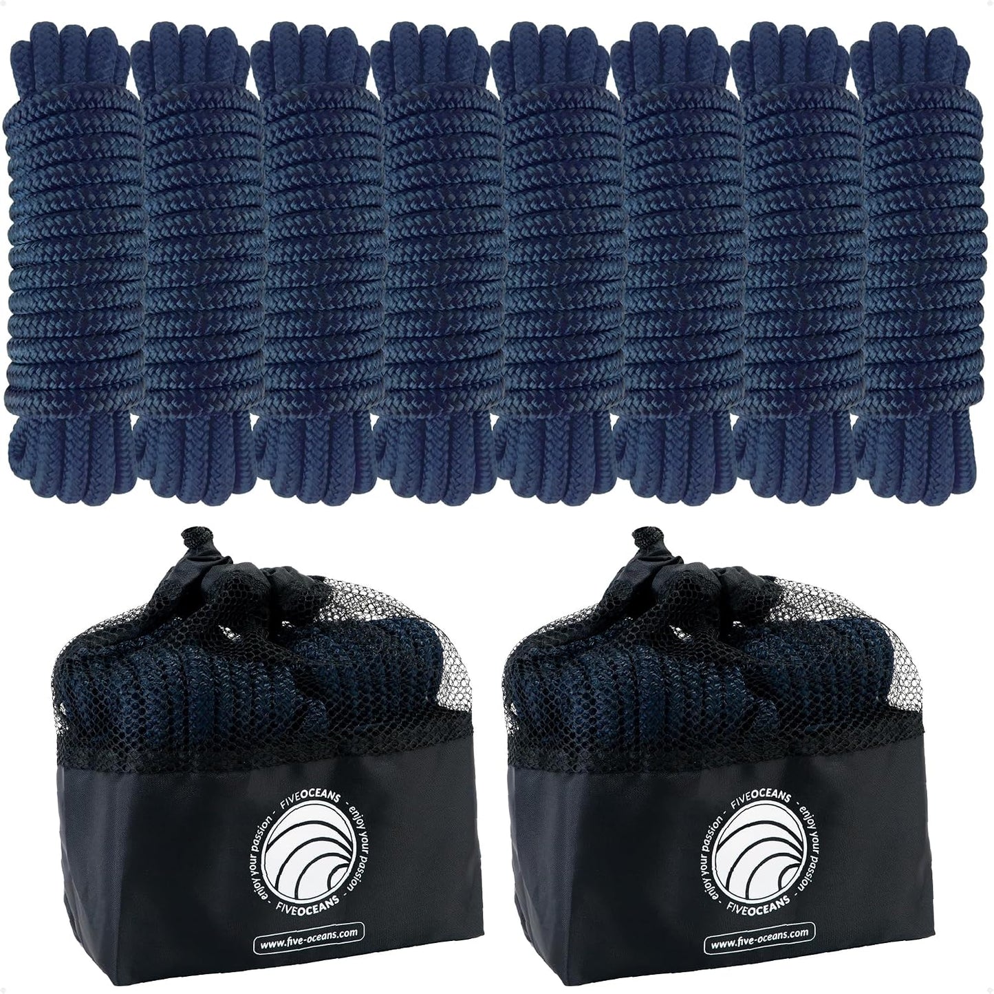 Líneas muelle 1/2pulg x15ft 8 cuerdas nailon doble azul