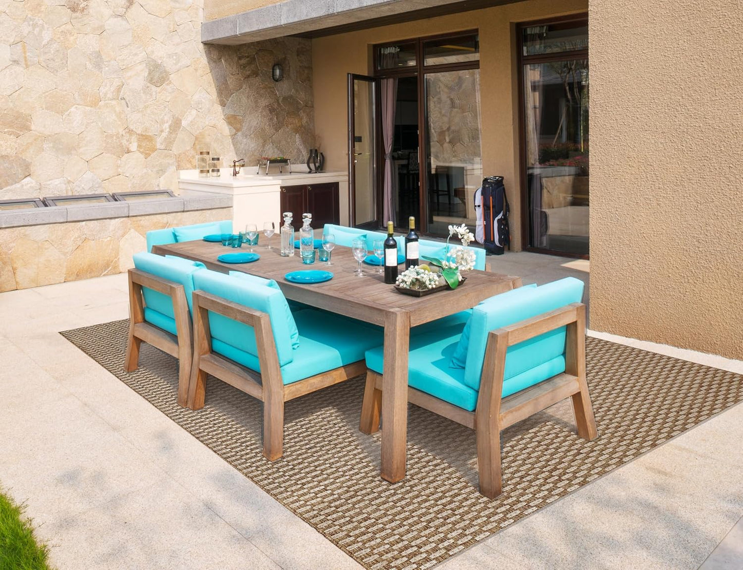 Alfombras tejido plano cuadrada 9x9 lavable uv estabilizada
