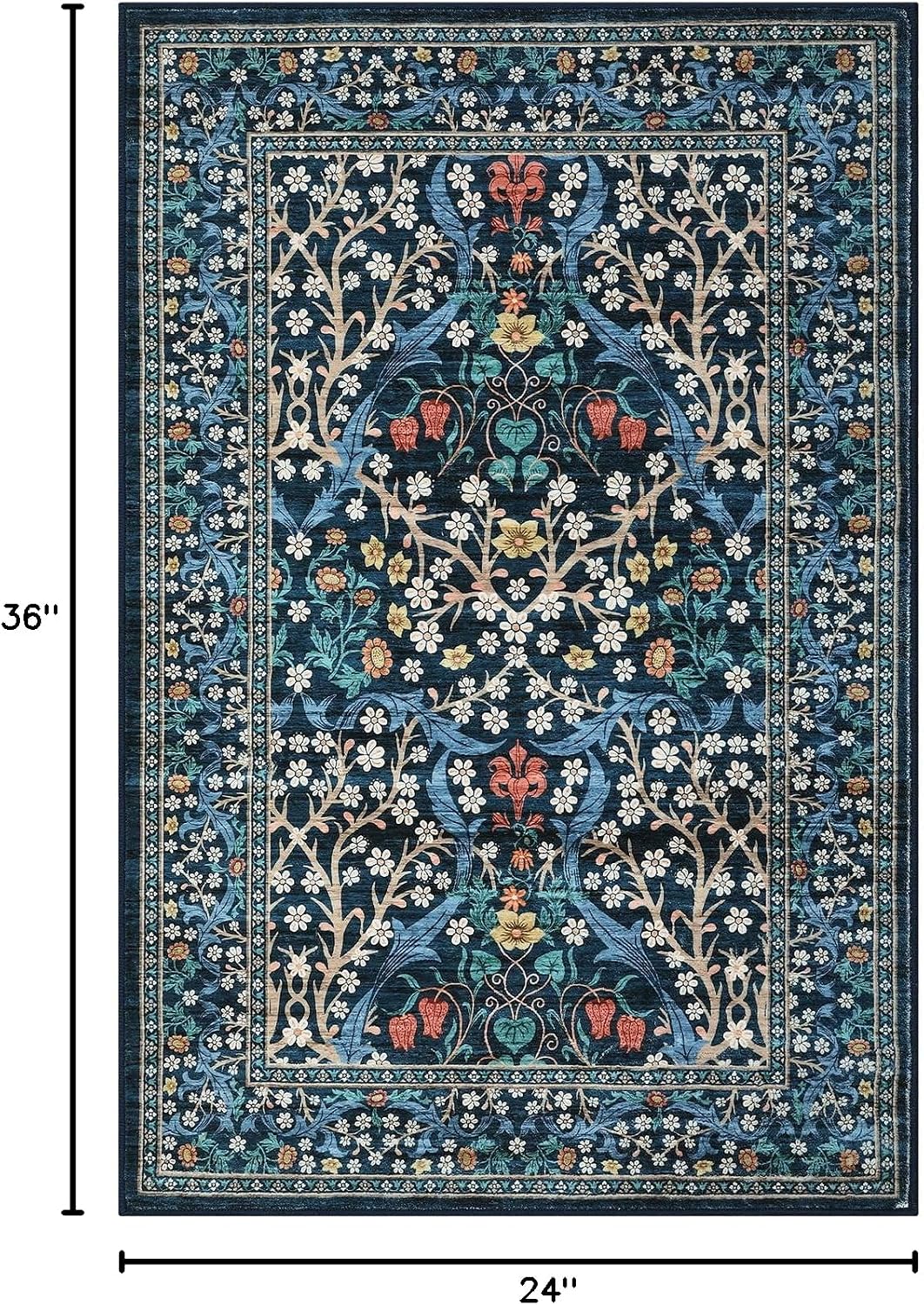 Alfombra entrada floral 2x3ft lavable antiderrap