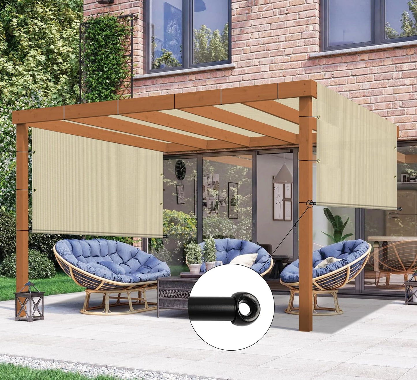 Toldo universal pérgola 9x16ft varillas ponderadas beige