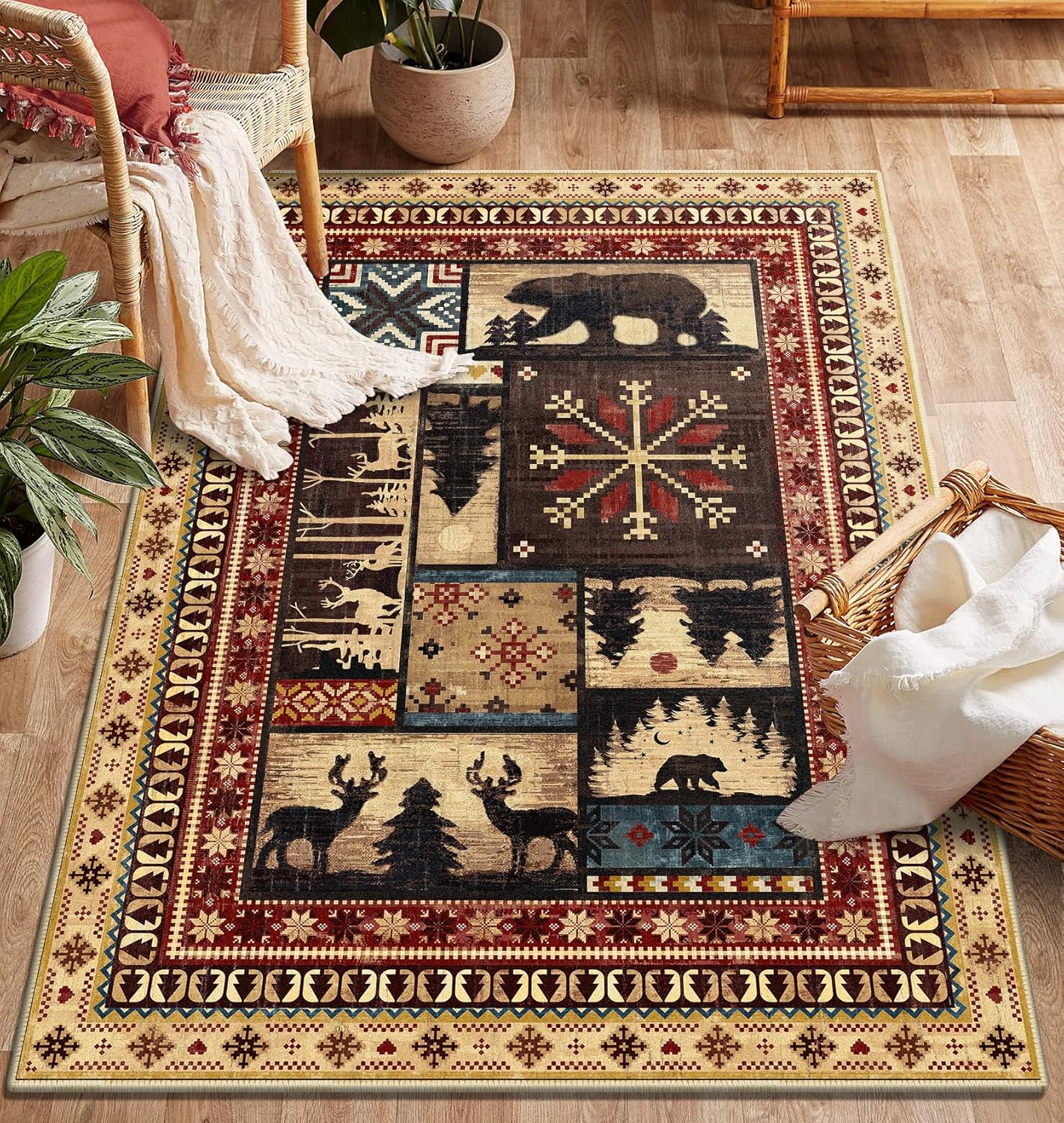 Alfombra oso navidad lavable 3x5ft antiderrap suave