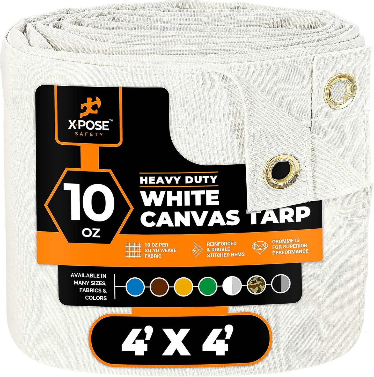 Lona blanca 10oz resistente agua con ojales latón 4x4pies