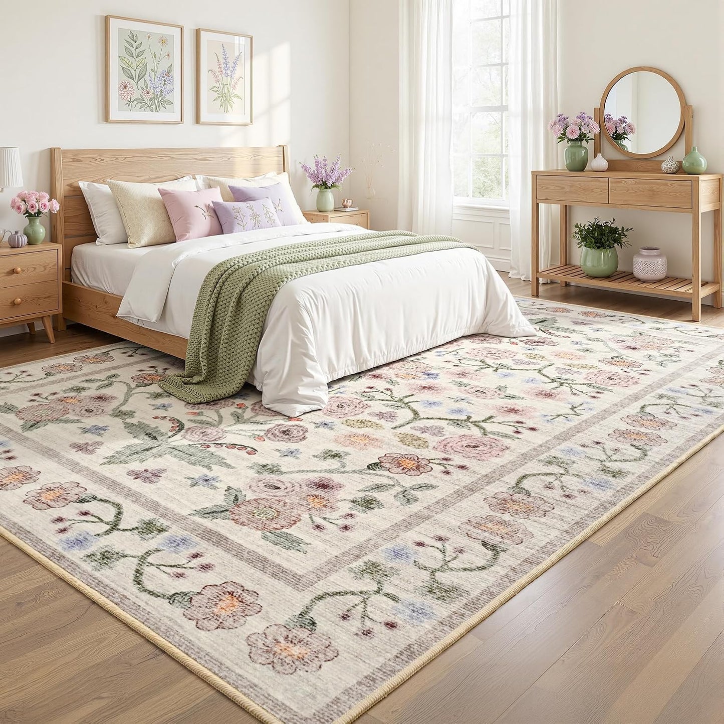 Alfombra 5x7ft lavable antiderrap para sala dormitorio