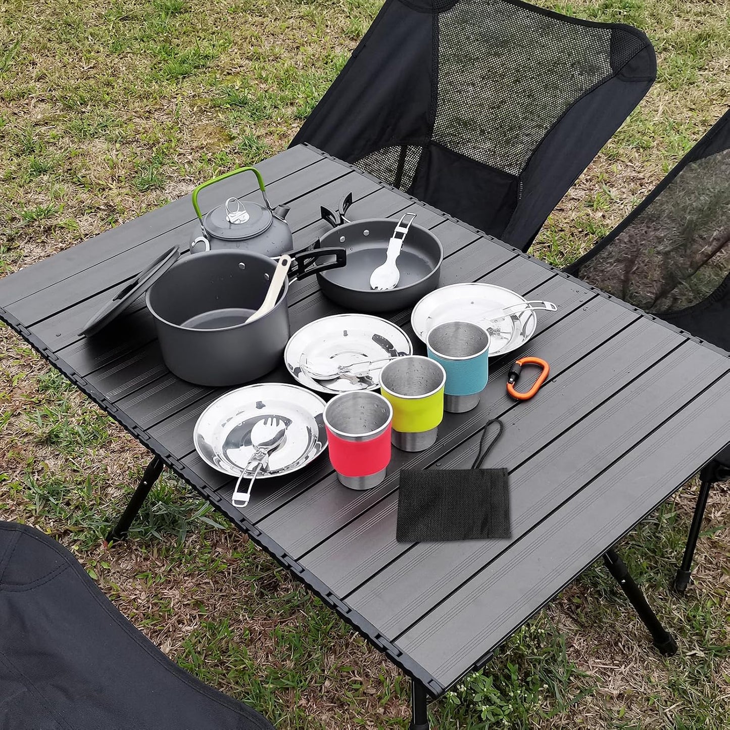 Set 22 pzas utensilios cocina camping con bolsa malla