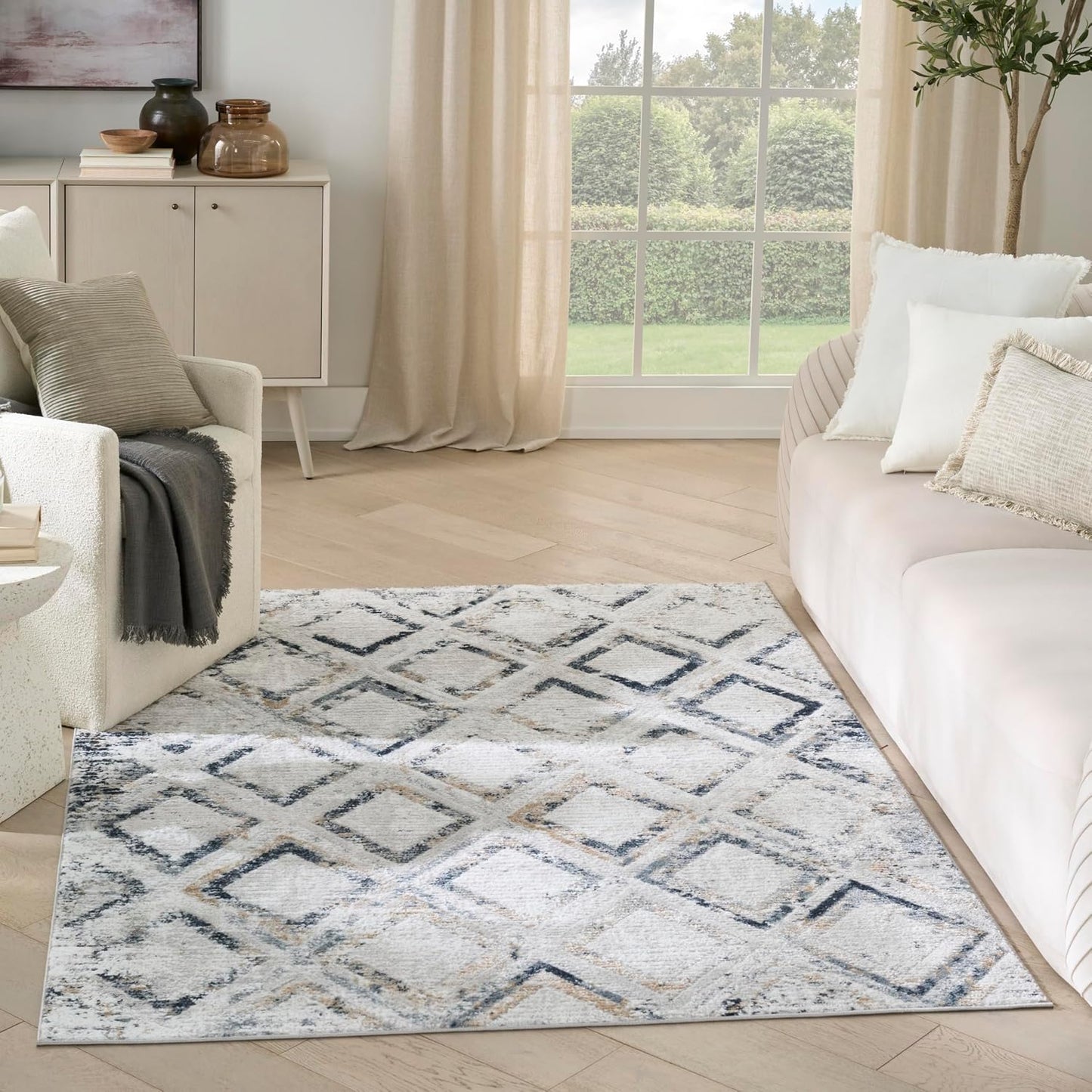 Alfombra gris marino 4x6ft para dormitorio y sala