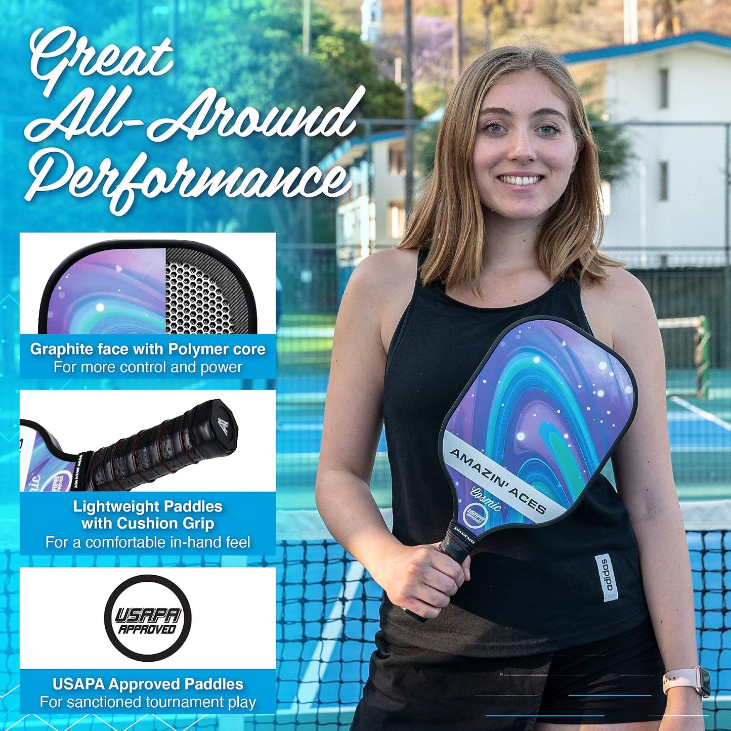 Set paletas pickleball grafito 2 o 4 palas acolchado