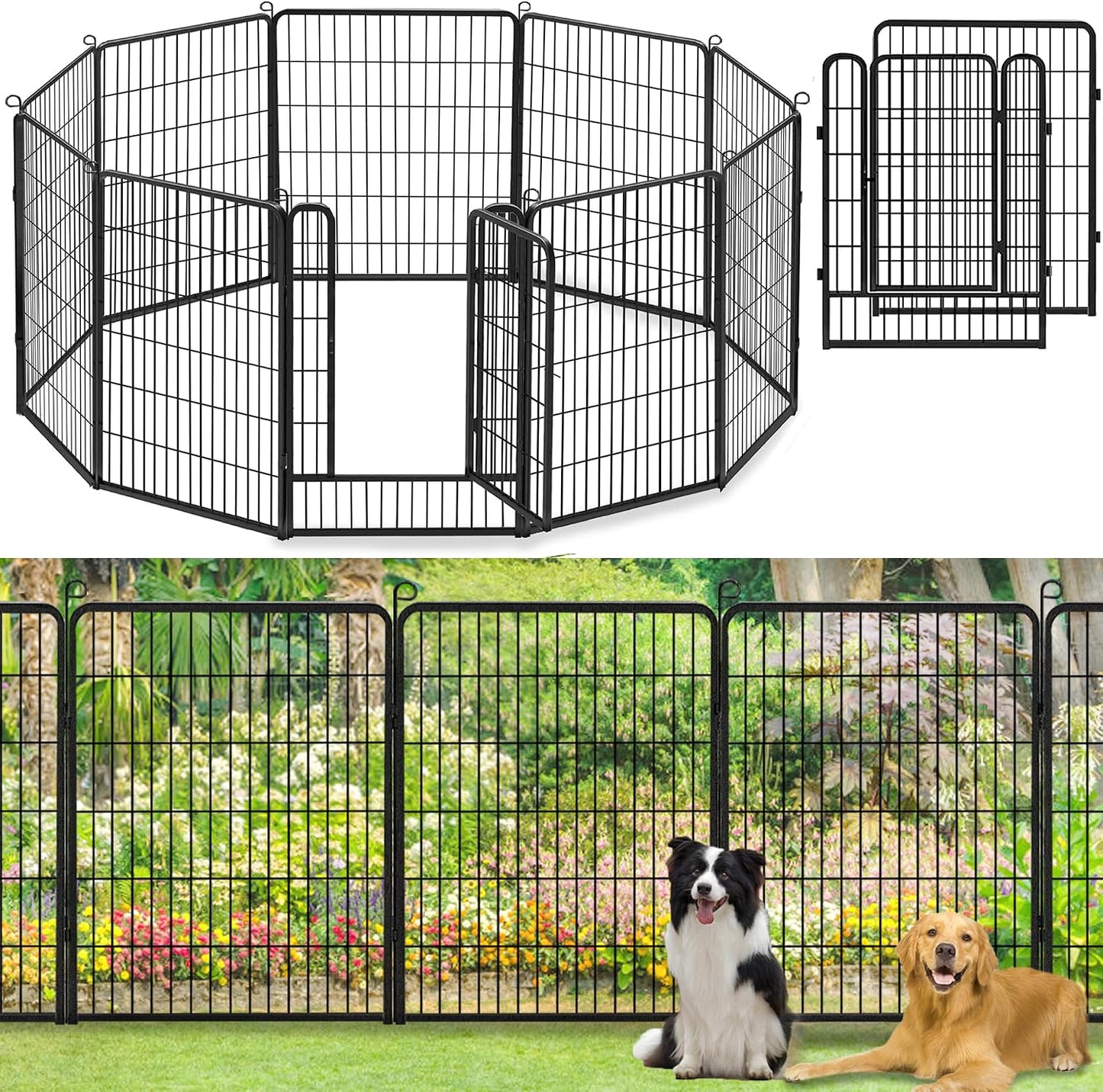 Valla temporal para perros 23ft x 40pulg 10 paneles metal