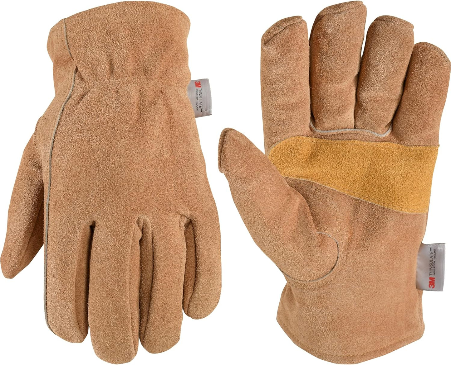 Guantes trabajo piel vaca aislados invierno mediano marrón
