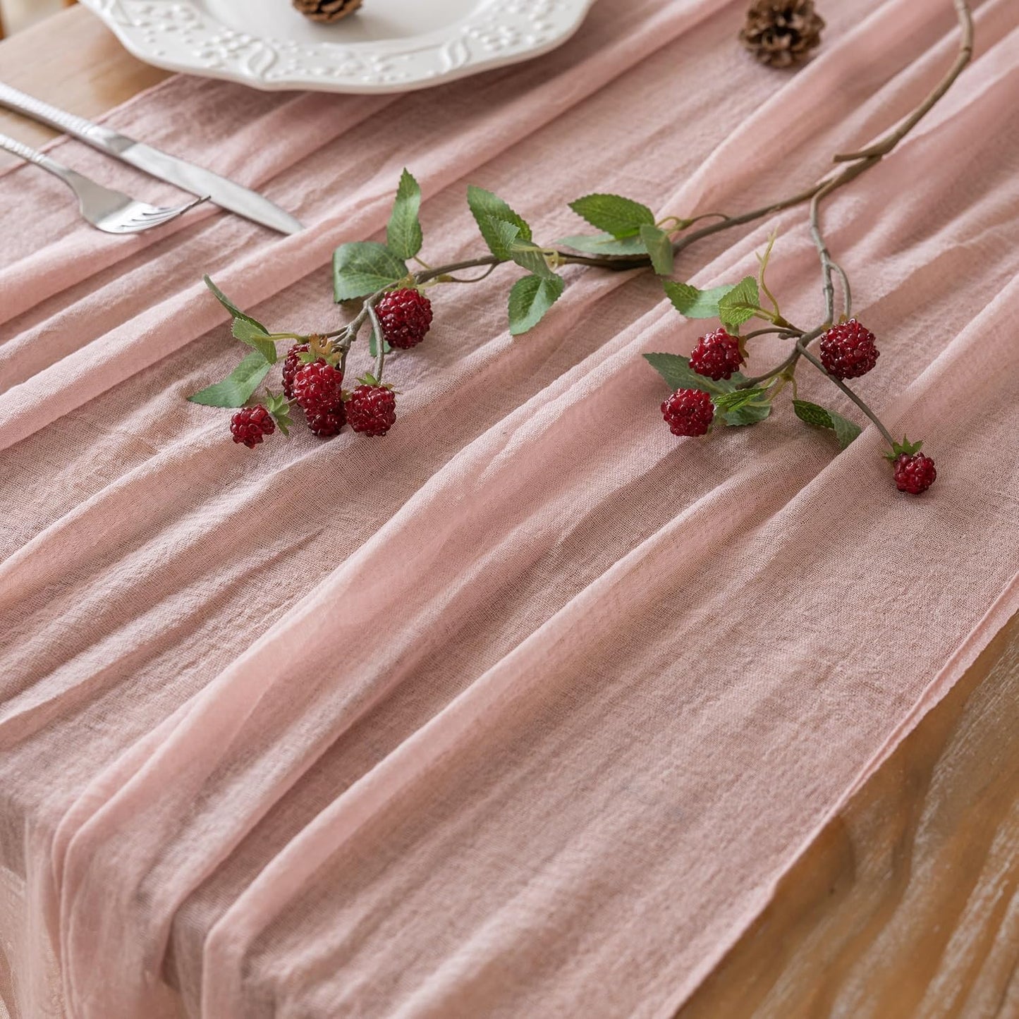 Camino de mesa rosa polvoriento gasa rústica 10 pies para boda y eventos