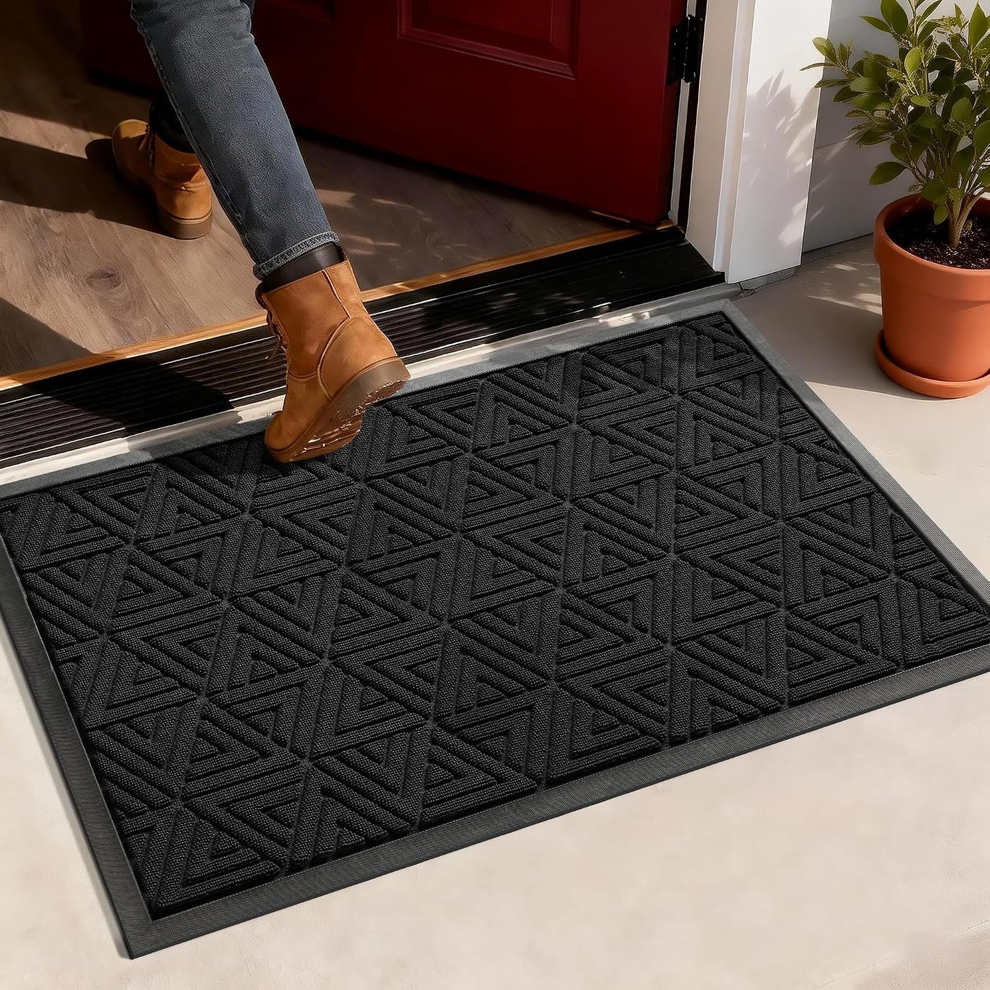 Alfombra puerta 36x24pulg antiderrap impermeable negro