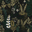Papel tapiz floral negro autoadhesivo 17.4x393pulg