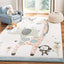 Alfombra decorativa para niños 4x6ft color marfil diseño