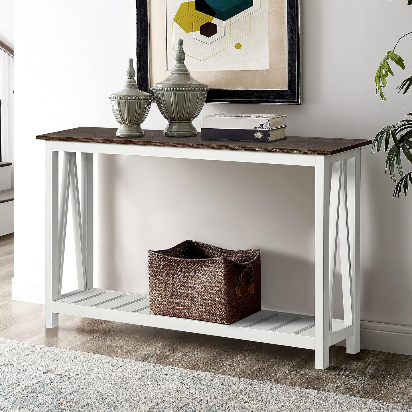 Mesa consola rústica vintage estrecha 40blanco
