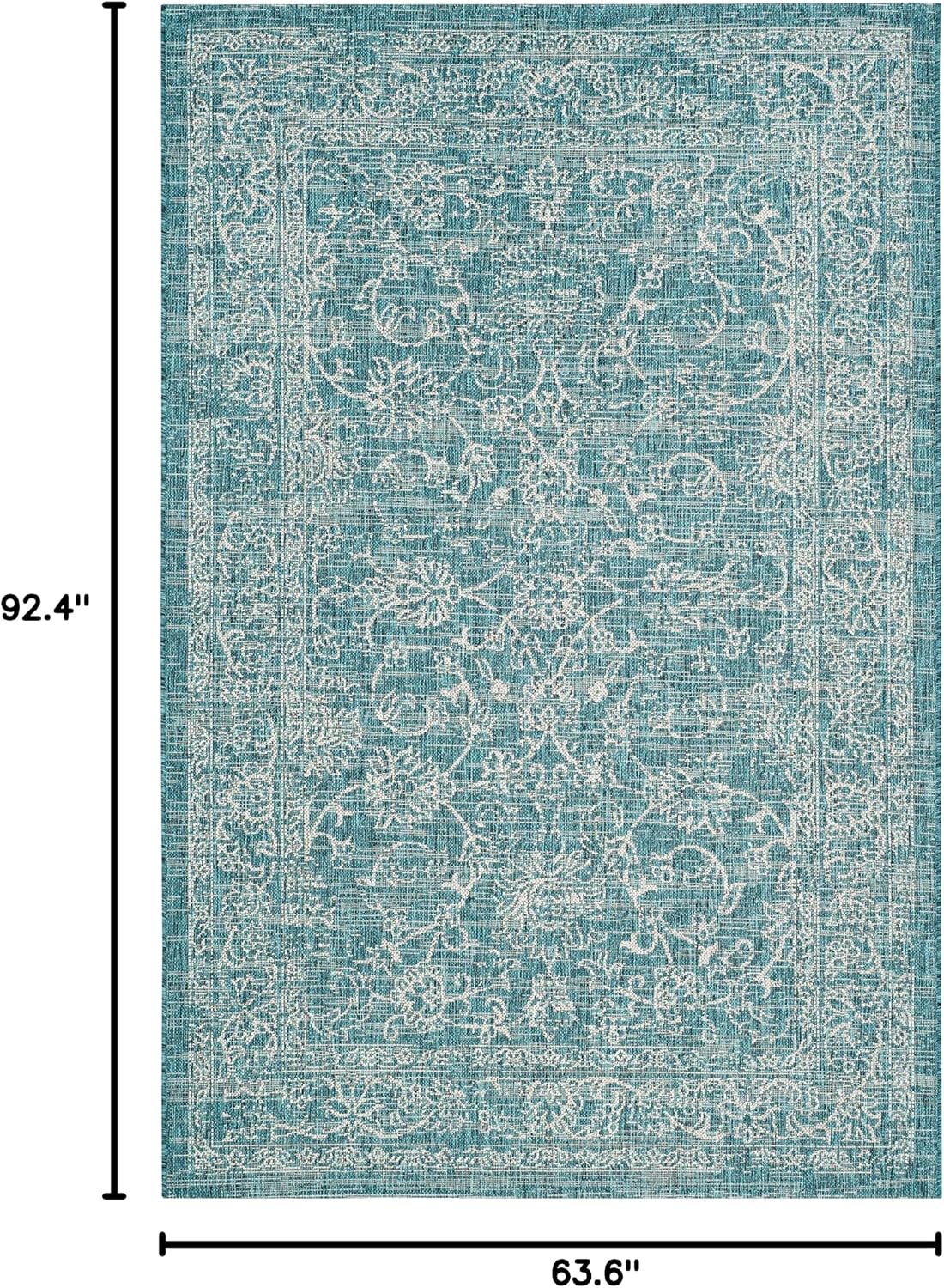 Alfombra exterior lavable Courtyard 5'3x7'7 Turquesa