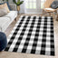 Alfombra cuadros 4x6ft algodón tejida a mano para interiores