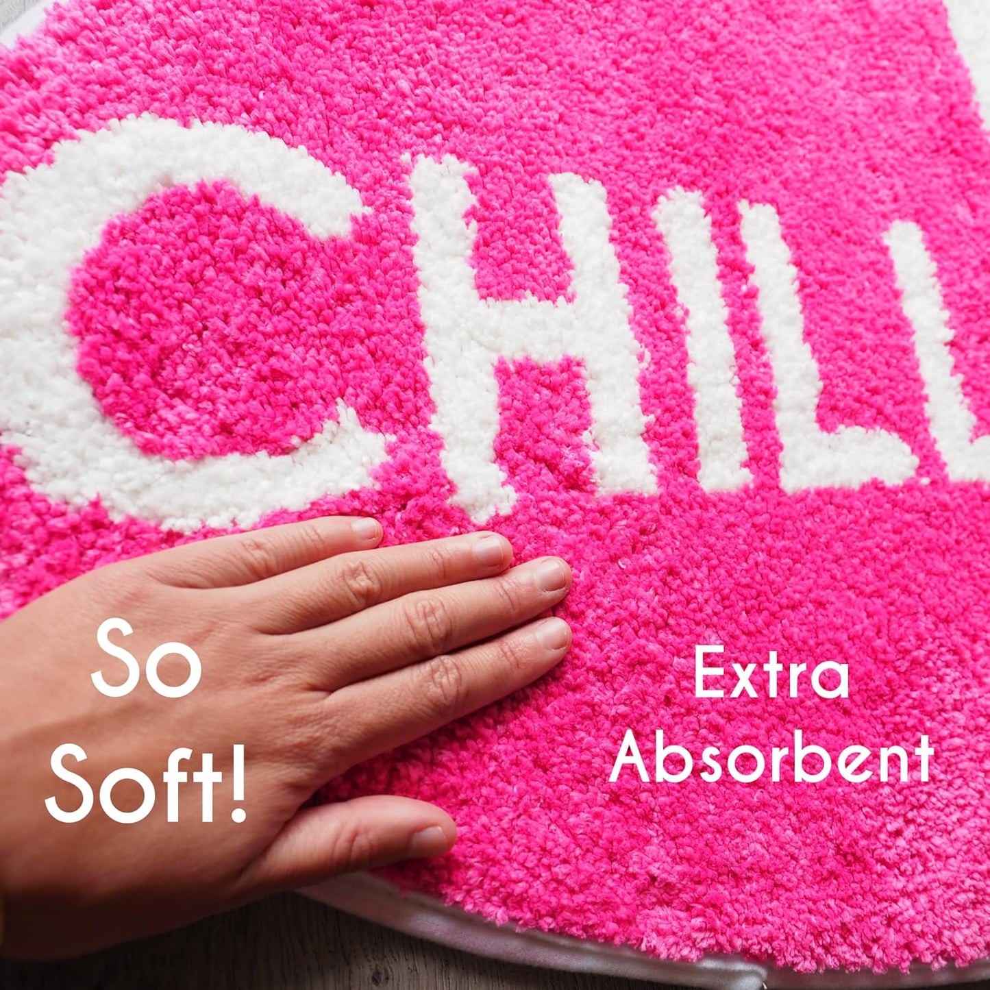 Alfombra baño redonda color rosa intenso dormitorio