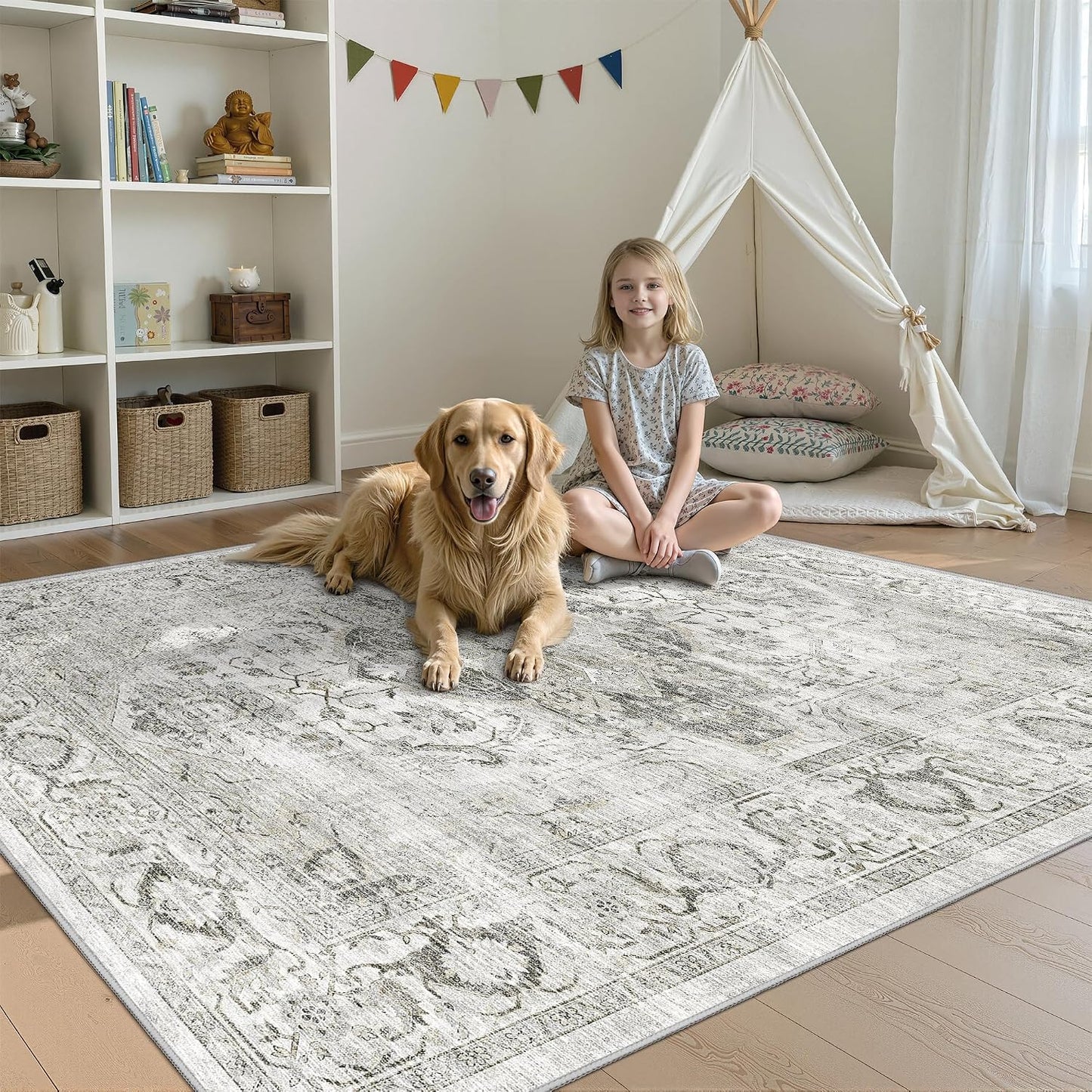 Alfombra 3x5ft antiderrap lavable estampado sala