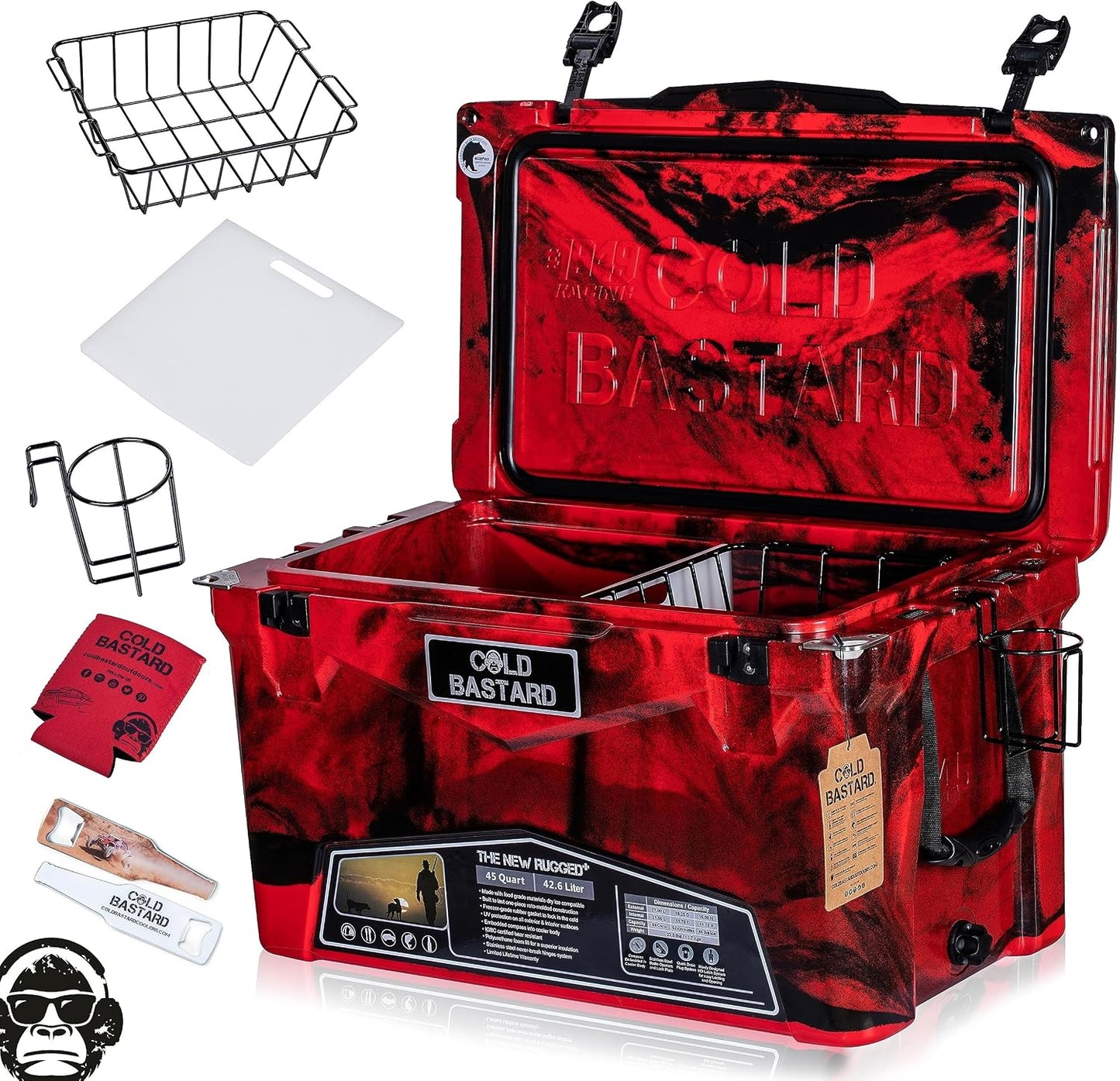 Baúl hielo 45qt camo rojo con accesorios