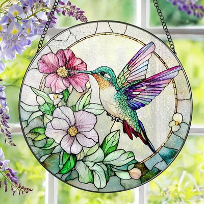 Atrapasoles colibrí vitral 8pulg decoración pared