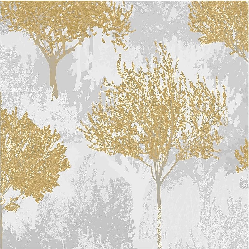 Papel pintado mostaza abedul