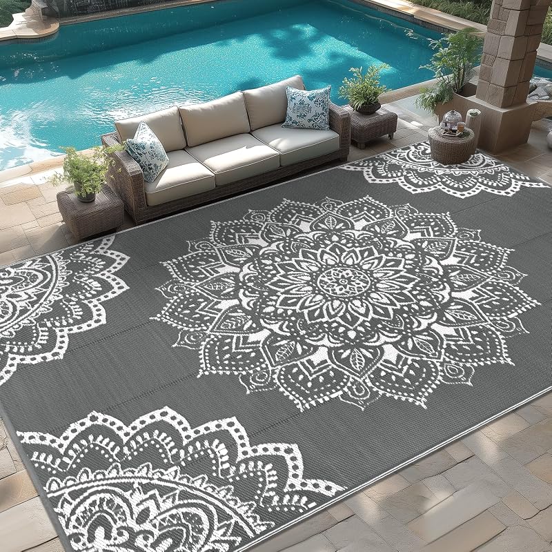 Alfombra exterior 9x18ft impermeable reversible plástico