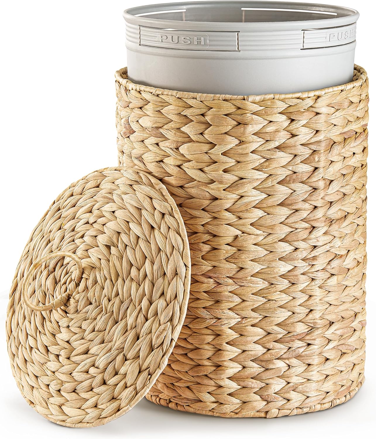 Cubo basura mimbre 3gal con tapa y forro extraíble
