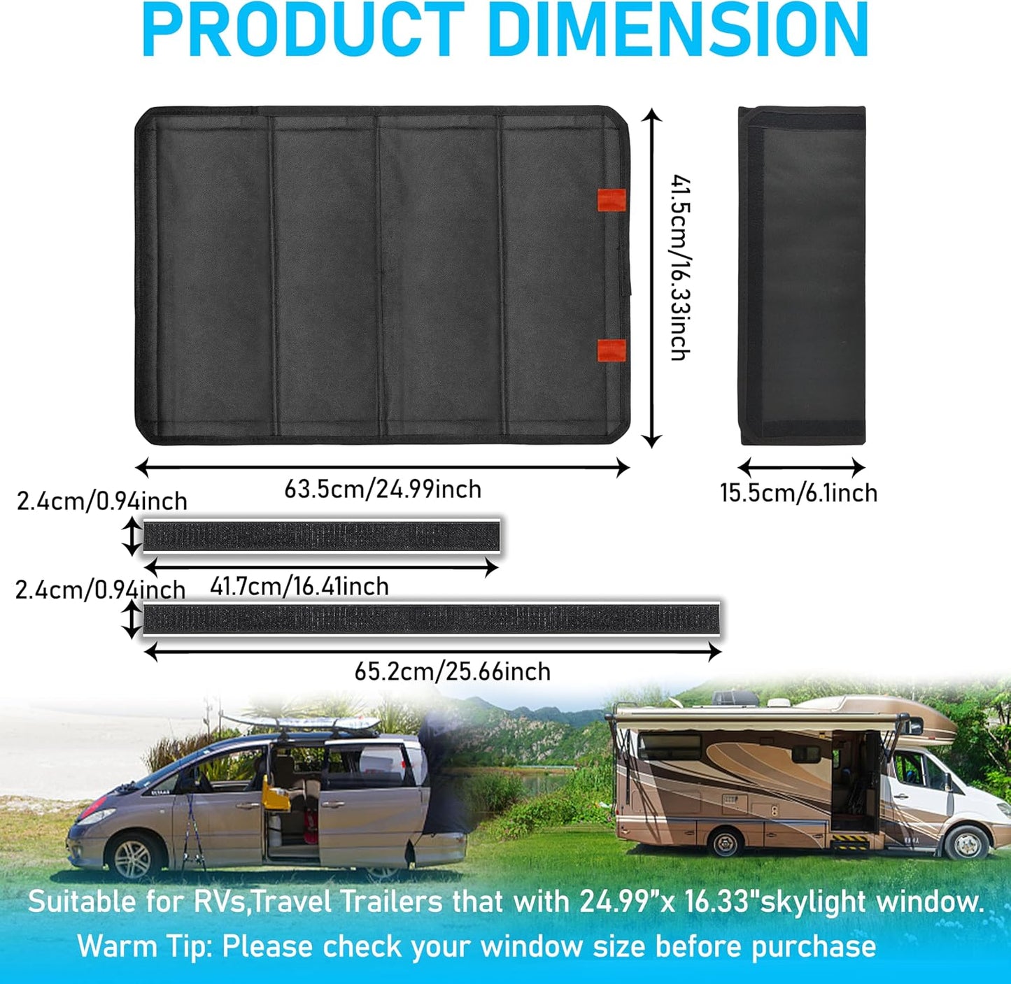 Cortina oscura plegable para puerta RV 63.5x40.6cm