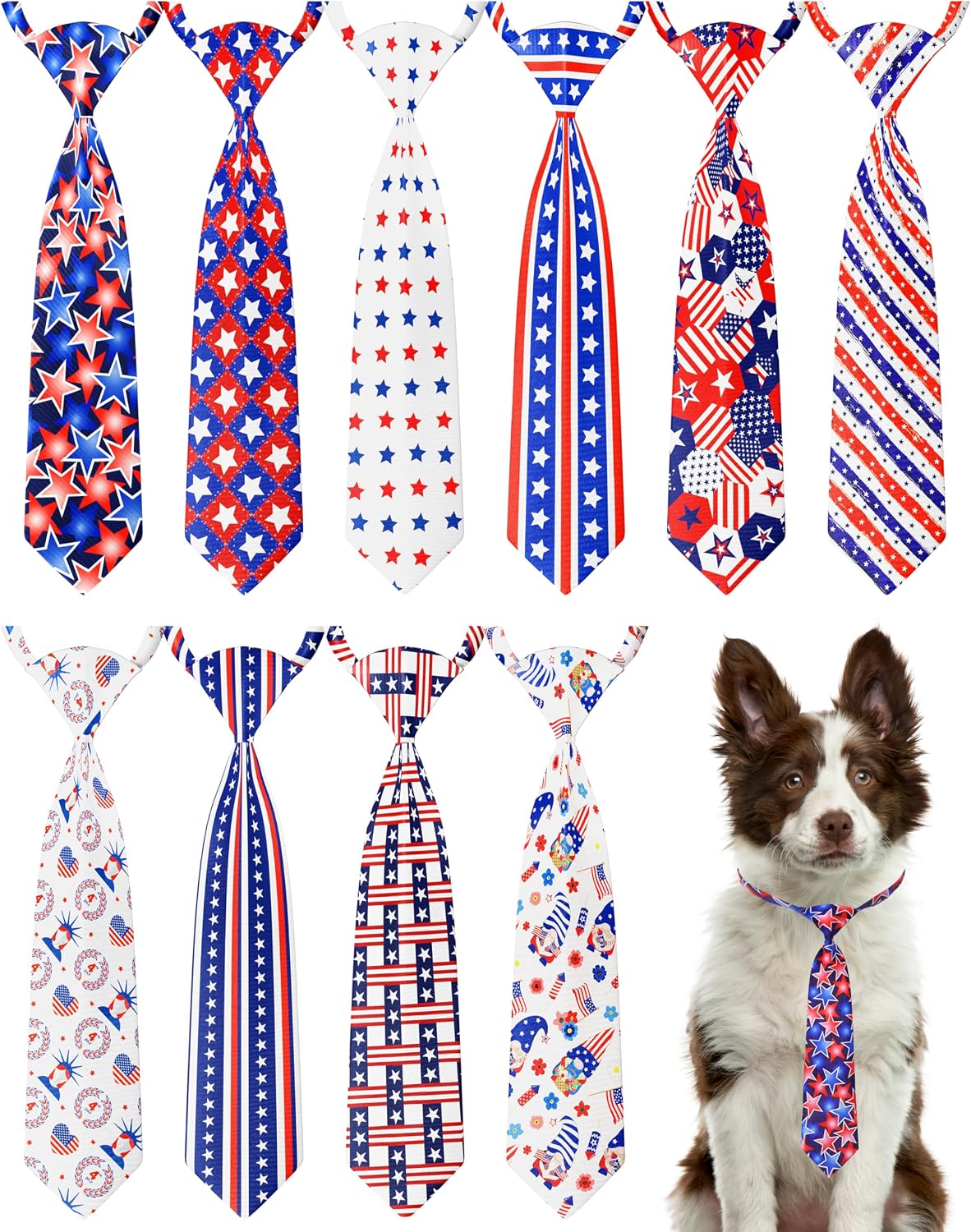 10 Corbatas Patrióticas para Perros XL y Niñas